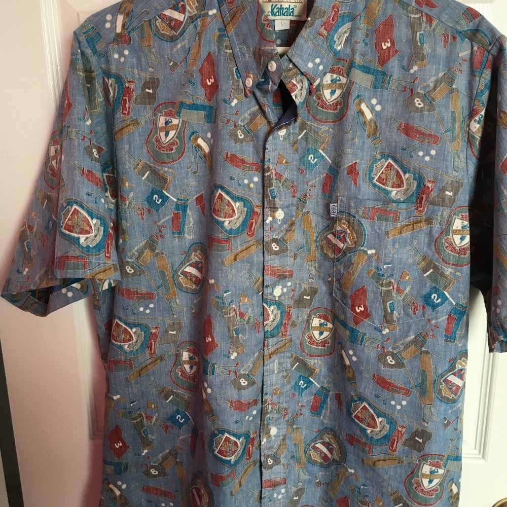 Kahala men's Hawaiian golf shirt, size L